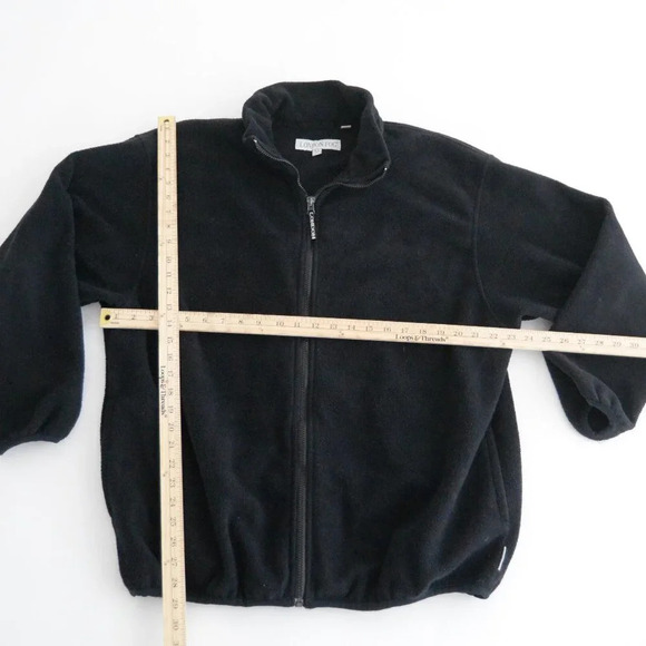 Vintage  London Fog Zip Up Black Fleece Sweater XL Reg - Picture 4 of 12